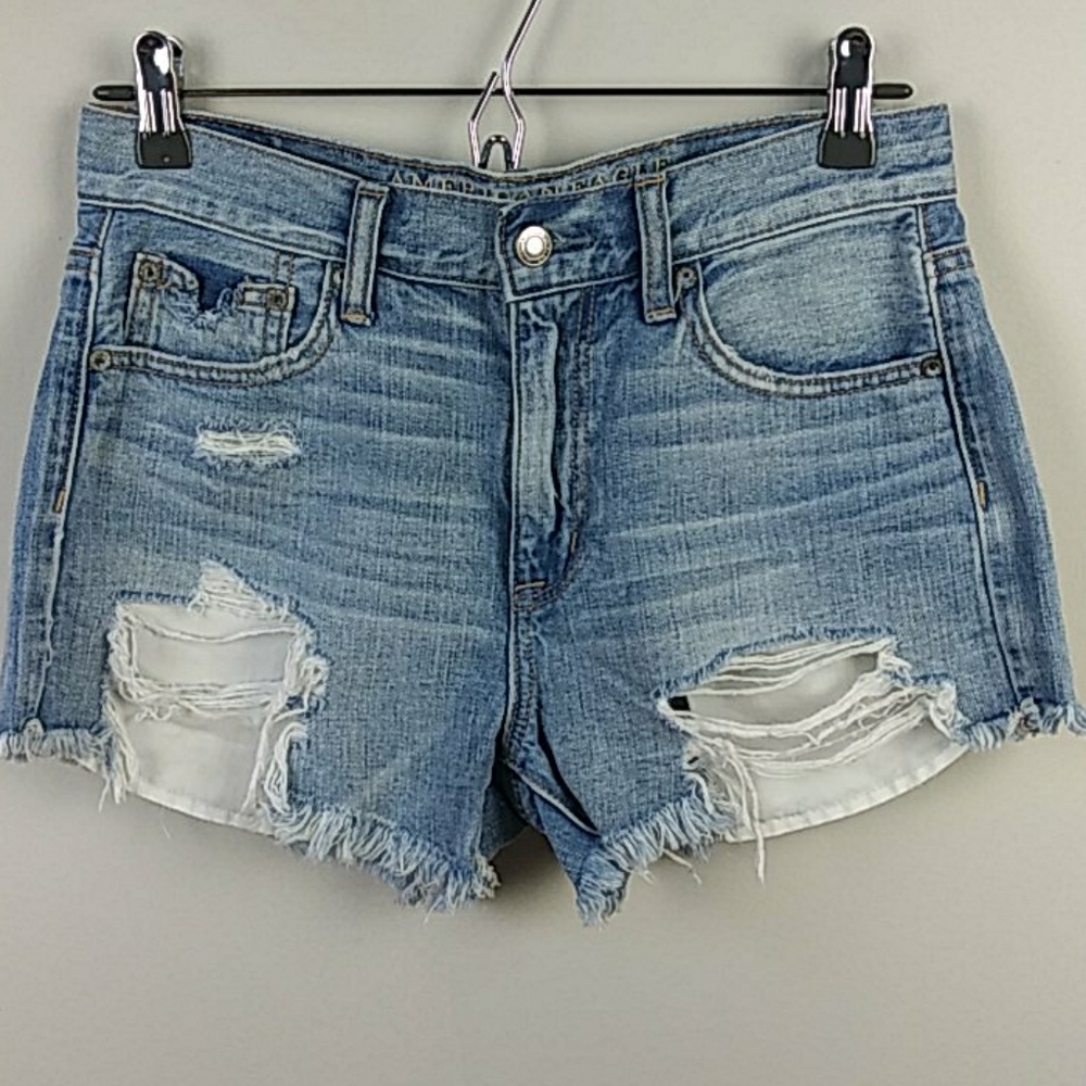 AEO vintage Hi Rise Festival distressed shorts